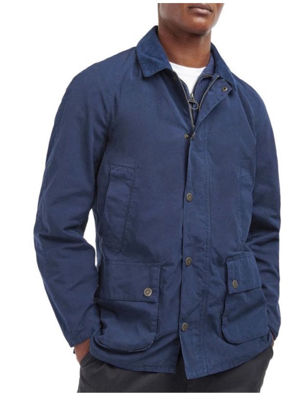 BARBOUR Mens Ashby Cotton Barn Jacket Insigna Blue, Large